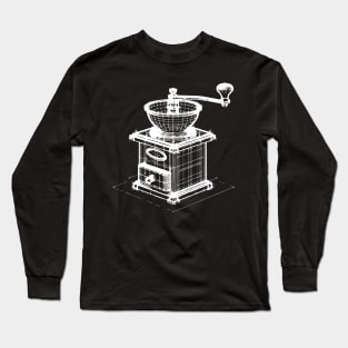 vintage coffee grinder 3d wireframes design Long Sleeve T-Shirt